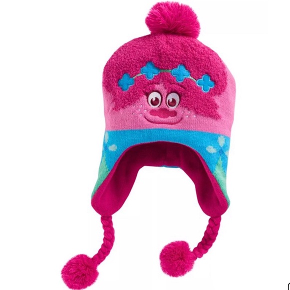 🆕 🎉HP🎉Trolls Girls Poppy Beanie Hat and Glove Set - Picture 2 of 3